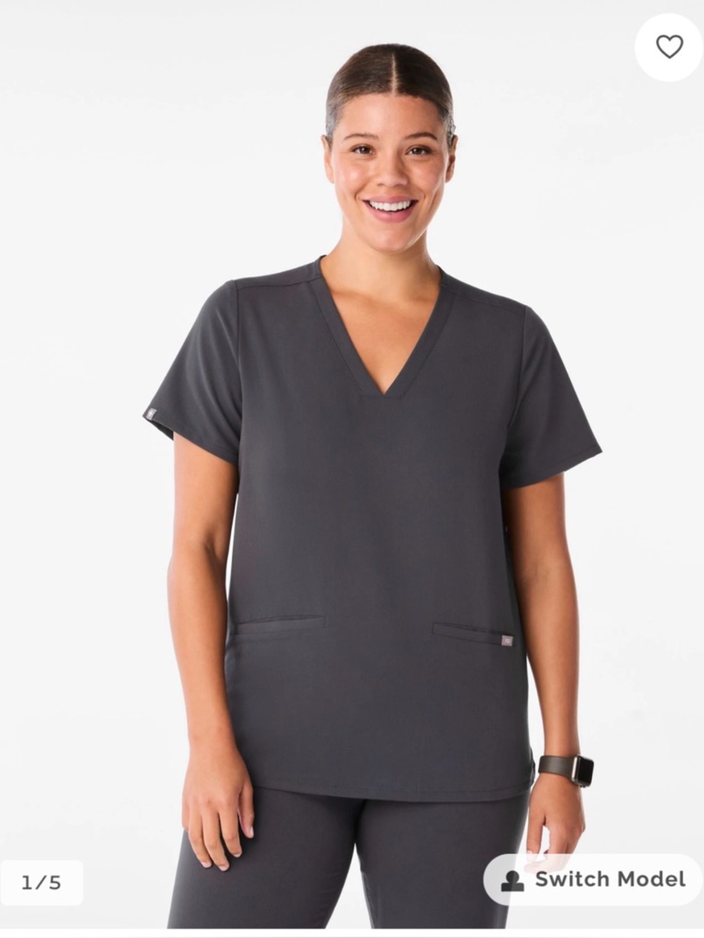 NWT! Figs Women’s Casma Scrub Top in Charcoal - XXL / 2X
